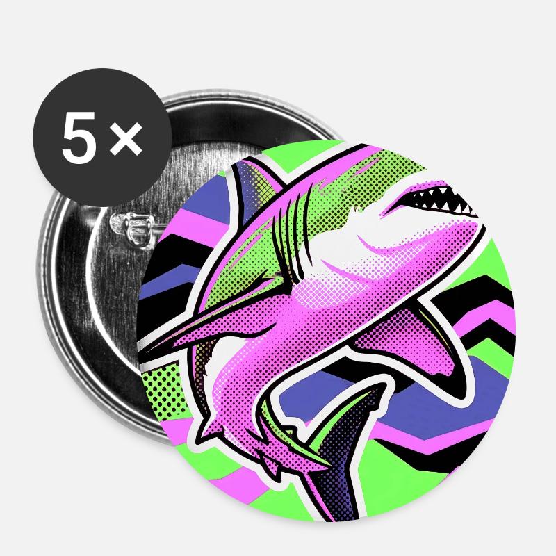Shark - Buttons large 2.2''/56 mm (5-pack) - white