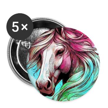 horse - Buttons large 2.2''/56 mm (5-pack) - white - Front