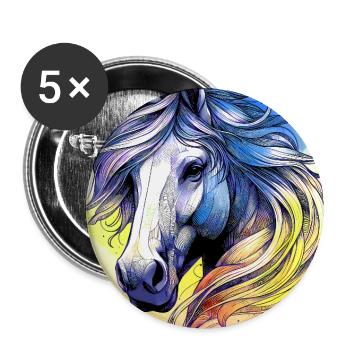 horse - Buttons large 2.2''/56 mm (5-pack) - white - Front