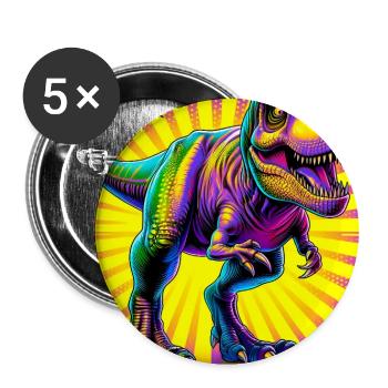 Dinosaurier - Buttons groß 56 mm (5er Pack) - Weiß - Vorne