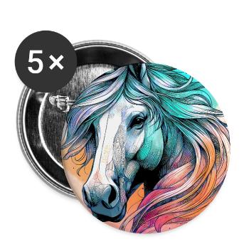 horse - Buttons large 2.2''/56 mm (5-pack) - white - Front