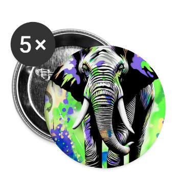 Elefant - Buttons groß 56 mm (5er Pack) - Weiß - Vorne