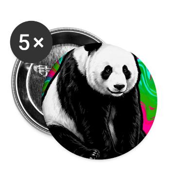 panda - Lot de 5 grands badges (56 mm) - blanc - Devant