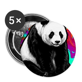 panda - Lot de 5 grands badges (56 mm) - blanc - Devant