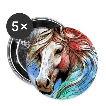 horse - Buttons large 2.2''/56 mm (5-pack) - white - Front