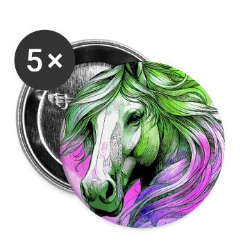 horse - Buttons large 2.2''/56 mm (5-pack) - white - Front