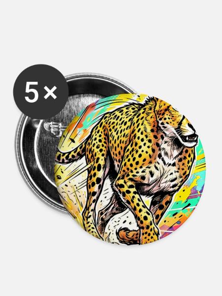 Gepard - Buttons groß 56 mm (5er Pack) - Weiß