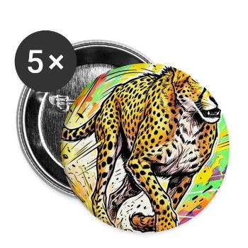 guépard - Lot de 5 grands badges (56 mm) - blanc - Devant