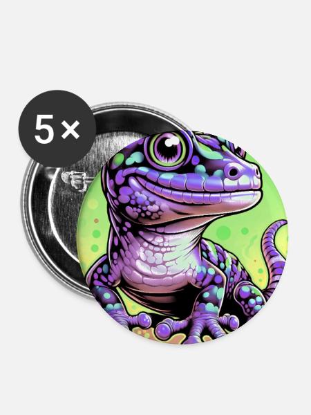 Gecko - Buttons groß 56 mm (5er Pack) - Weiß