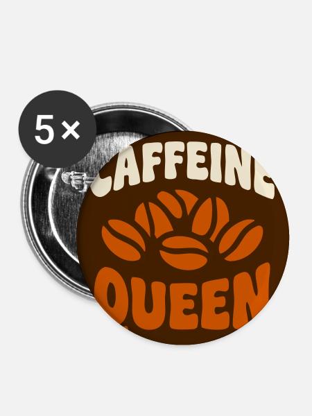 Caffeine Queen Kaffee Grafik - Buttons groß 56 mm (5er Pack) - Weiß