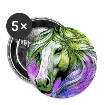 horse - Buttons large 2.2''/56 mm (5-pack) - white - Front