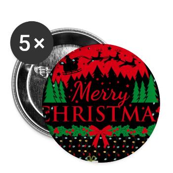 Christmas silhouette design with Santa - Buttons large 2.2''/56 mm (5-pack) - white - Front