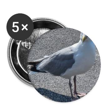 Mouette urbaine au regard vif - Lot de 5 grands badges (56 mm) - blanc - Devant