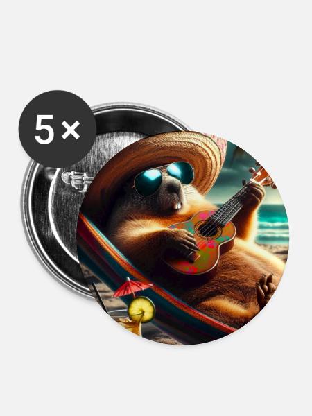 Sombrero Murmeltier - Buttons groß 56 mm (5er Pack) - Weiß