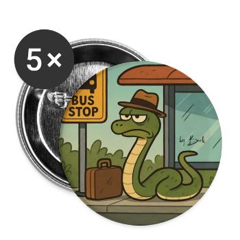 Warteschlange by Rico Beck - Buttons groß 56 mm (5er Pack) - Weiß - Vorne