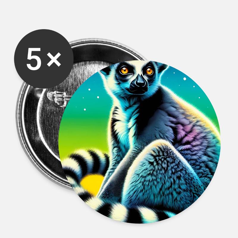 Lemur - Buttons groß 56 mm (5er Pack) - Weiß