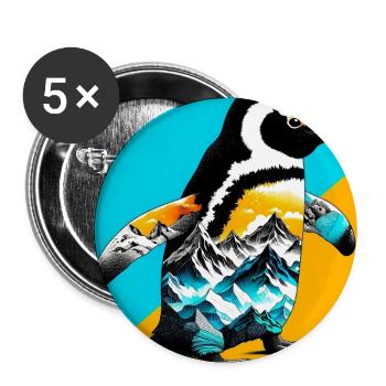 pingouin - Lot de 5 grands badges (56 mm) - blanc - Devant