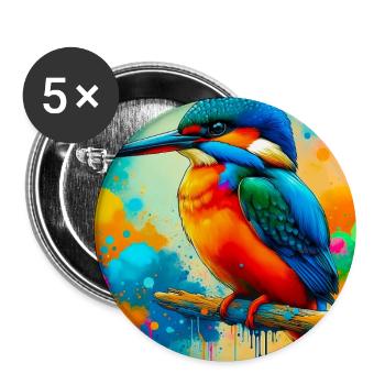 Eisvogel - Buttons groß 56 mm (5er Pack) - Weiß - Vorne