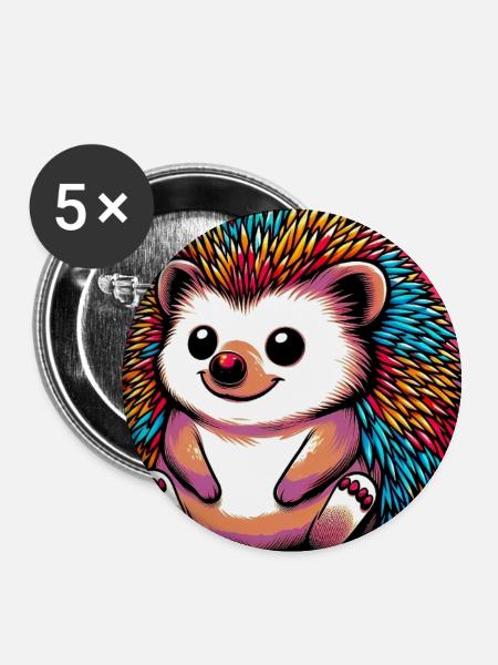 Igel - Buttons groß 56 mm (5er Pack) - Weiß