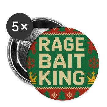 Rage Bait King Hässlicher Pulloverstil, lustiges Meme - Buttons groß 56 mm (5er Pack) - Weiß - Vorne