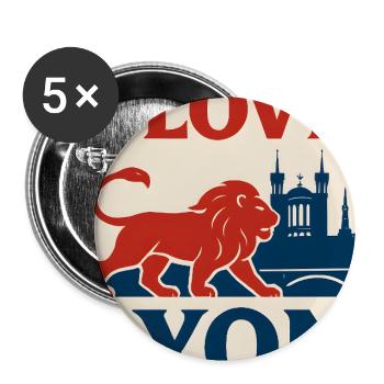 J'aime Lyon – vintage poster - Buttons large 2.2''/56 mm (5-pack) - white - Front