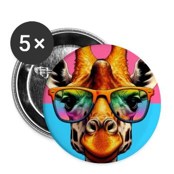 girafe - Lot de 5 grands badges (56 mm) - blanc - Devant