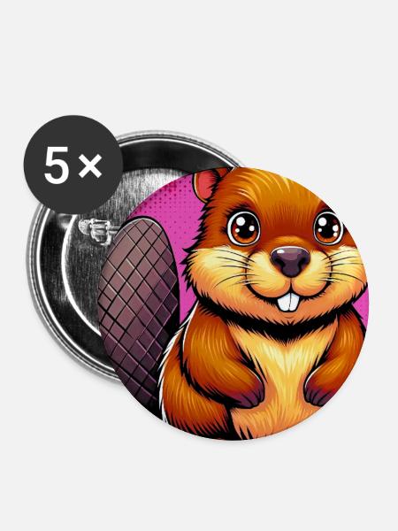 Bieber - Buttons groß 56 mm (5er Pack) - Weiß