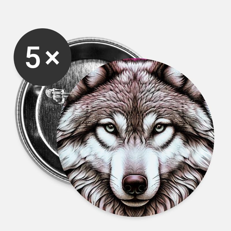 Wolf - Buttons large 2.2''/56 mm (5-pack) - white