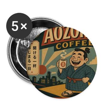 AOZORA Kaffee Shibuya Retro-Plakat - Buttons groß 56 mm (5er Pack) - Weiß - Vorne
