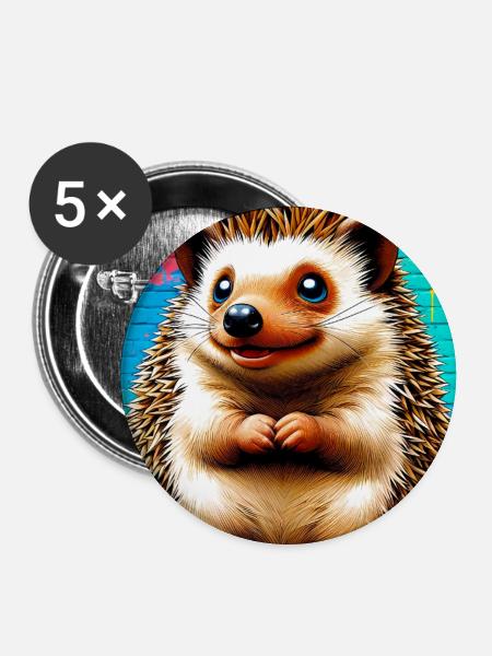 Igel - Buttons groß 56 mm (5er Pack) - Weiß