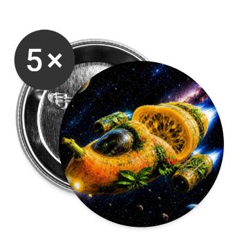 Citrus Spaceship Adventure - Buttons large 2.2''/56 mm (5-pack) - white - Front