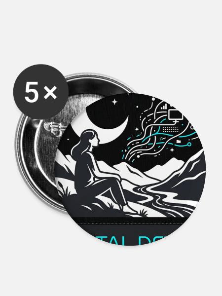 Digital Detox Nature - Buttons groß 56 mm (5er Pack) - Weiß