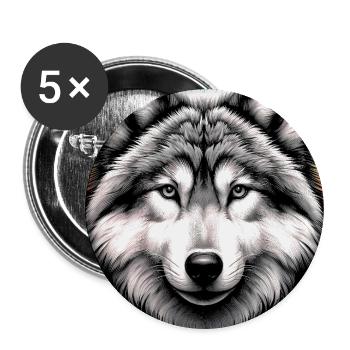 Wolf - Buttons large 2.2''/56 mm (5-pack) - white - Front