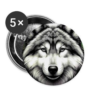 Wolf - Buttons groß 56 mm (5er Pack) - Weiß - Vorne