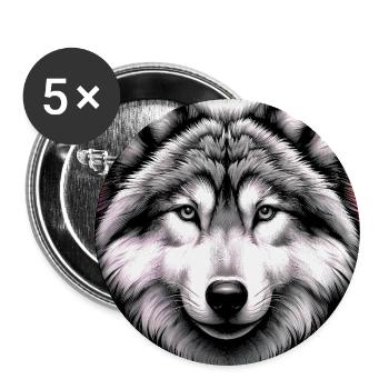 Wolf - Buttons groß 56 mm (5er Pack) - Weiß - Vorne