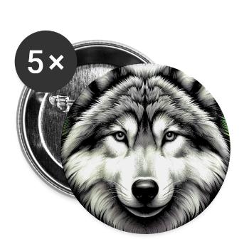 Wolf - Buttons groß 56 mm (5er Pack) - Weiß - Vorne