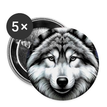 Wolf - Buttons groß 56 mm (5er Pack) - Weiß - Vorne