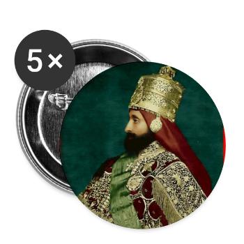 Jah Rastafari Haile Selassie Rasta Reggae Roots - Buttons groß 56 mm (5er Pack) - Weiß - Vorne