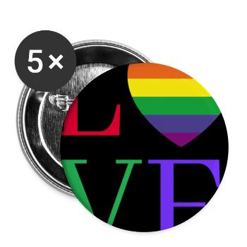 Rainbow Love Heart Pride Sticker - Buttons groß 56 mm (5er Pack) - Weiß - Vorne