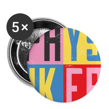Physiker Design - Buttons groß 56 mm (5er Pack) - Weiß - Vorne