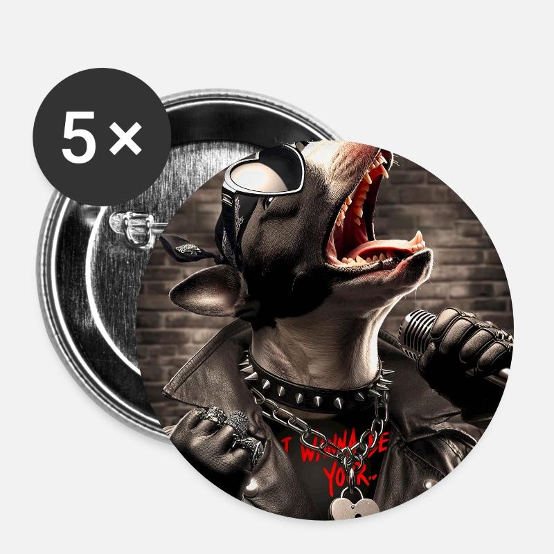 Singing Dog - Buttons large 2.2''/56 mm (5-pack) - white