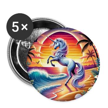 Sonnenuntergangsross am Tropenstrand - Buttons groß 56 mm (5er Pack) - Weiß - Vorne