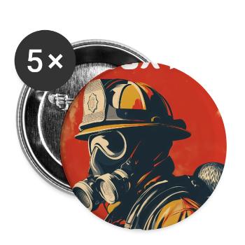 Pompier masqué – J'peux pas - Lot de 5 grands badges (56 mm) - blanc - Devant