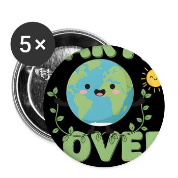 dessin animé humoristique amoureux de la terre - Lot de 5 grands badges (56 mm) - blanc - Devant