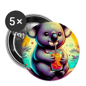 Koala - Buttons groß 56 mm (5er Pack) - Weiß - Vorne