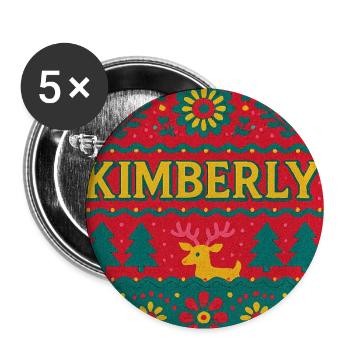 Festlicher Name Kimberly Hässlicher Weihnachtsstil, Weihnachten - Buttons groß 56 mm (5er Pack) - Weiß - Vorne