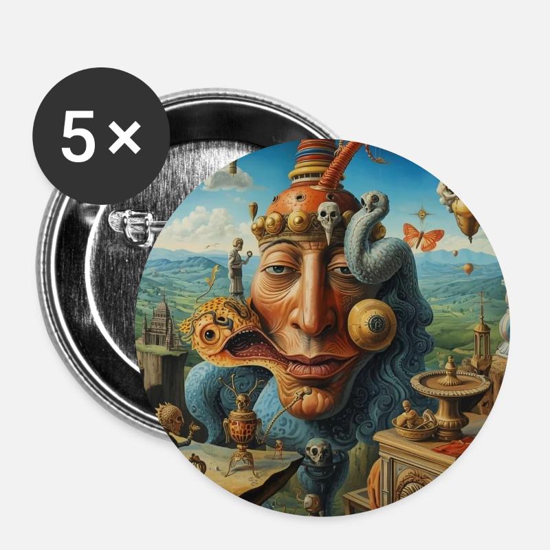 Surreal Mask World - Buttons large 2.2''/56 mm (5-pack) - white