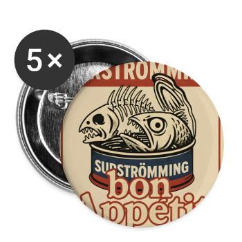 Surströmming Daring Challenge - Buttons large 2.2''/56 mm (5-pack) - white - Front