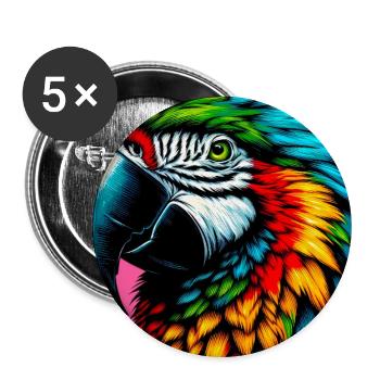 perroquet - Lot de 5 grands badges (56 mm) - blanc - Devant