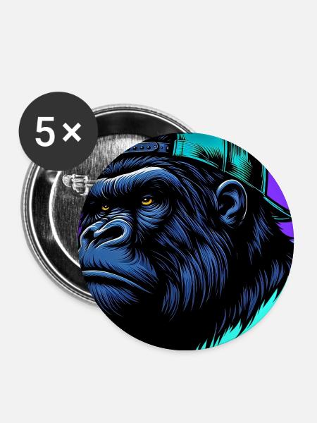 Gorilla - Buttons groß 56 mm (5er Pack) - Weiß